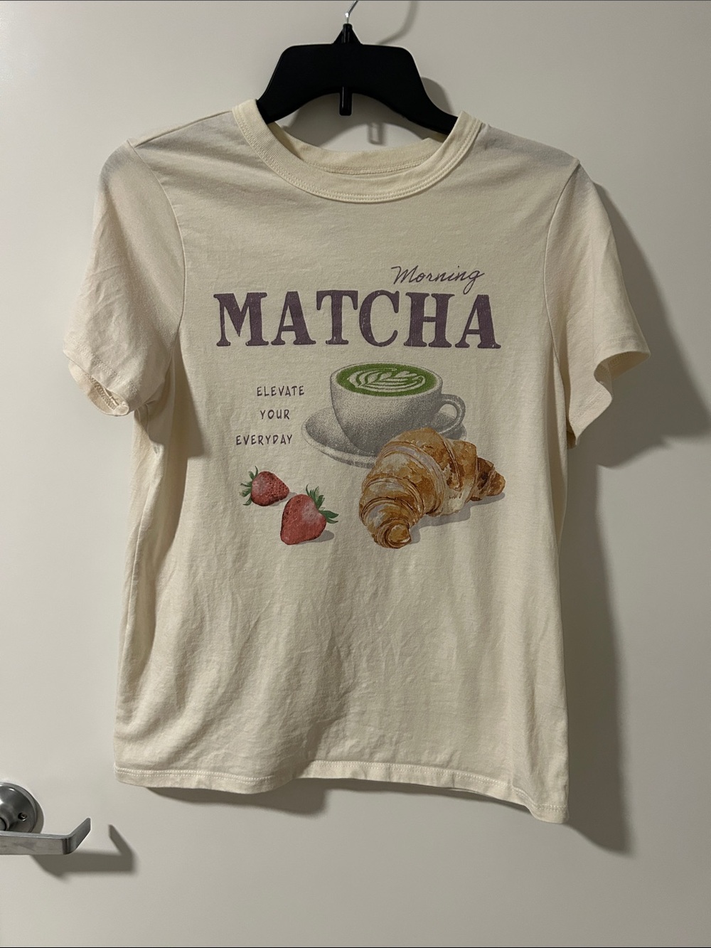 Zoe + Liv Morning Matcha Graphic Tee - Cream & Purple
